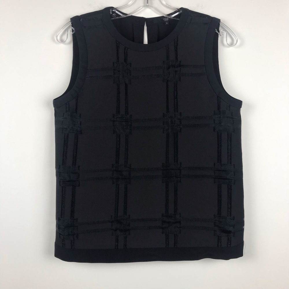 Tibi women's black satin lace tank top size 4